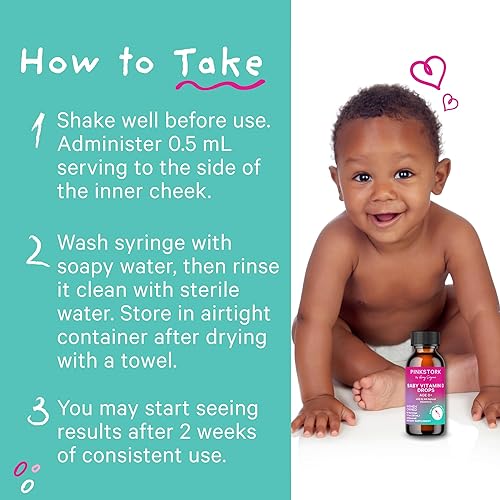 Miniatura 7 de Pink Stork Gotas líquidas de vitamina D para bebés, 400 UI de vitamina D3 para recién nacidos y niños para ayudar a apoyar el desarrollo óseo y la
