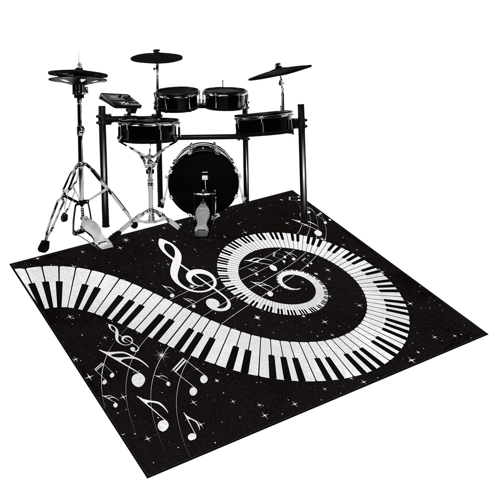 Qesjodfu Drum Rug Drum Mat Non-Slip Soundproof Carpet Professional Drum Carpet Non-Slip Rugs Drum Carpets for Drummers Outdoor Electronic Drum Set Practice Music Rug Drumming Drum Rugs 150 x 120 cm