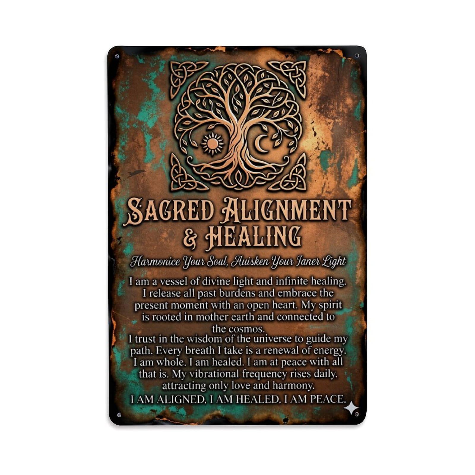 Jdfenggu Vintage Sacred Tree Symbol Design Pattern Retro Metal Tin Sign, Decor Art Poster For Bar, Home, Man Cave, Kitchen, Laundry Room Gift 8X12inch