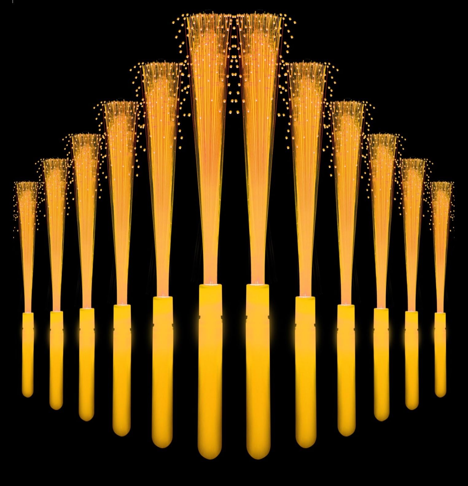 12Pack Orange Glow Sticks Light Up Fiber Optic Stick Glow Wands Bulk with 3 Flashing Models for Christmas Halloween Party Favors Birthday Wedding Concerts
