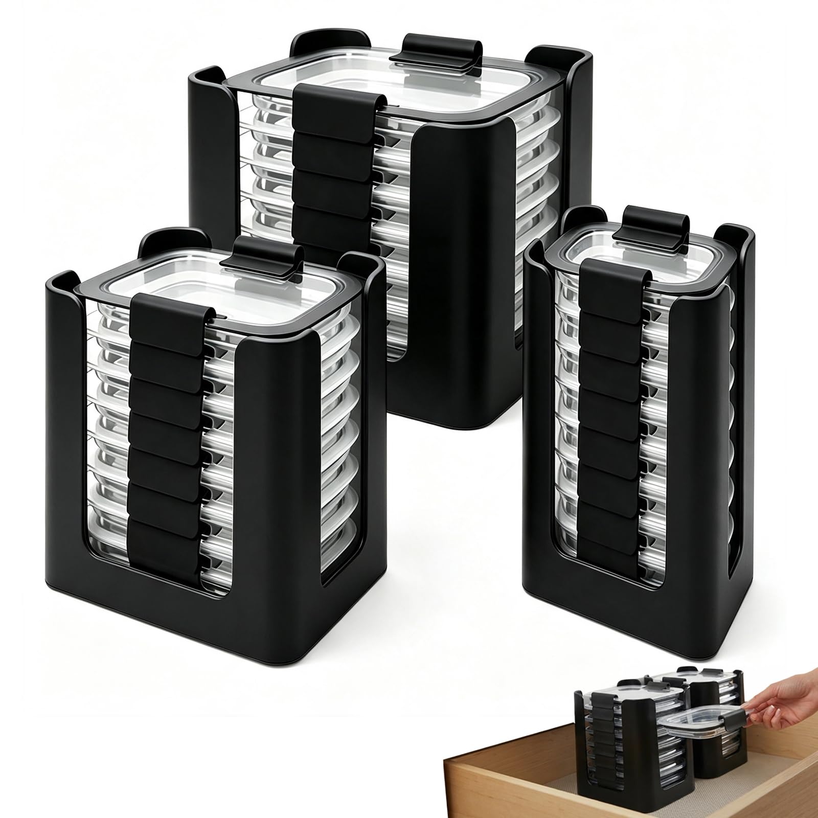 Food Storage Container Lid Organizer for Rubbermaid Brilliances Nap-On Lids