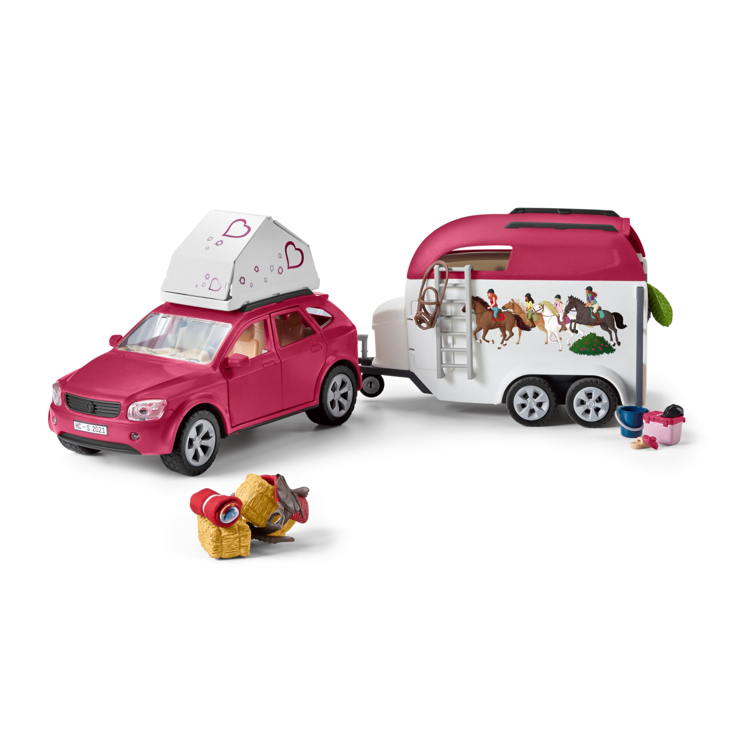schleich HORSE CLUB | Abenteuer mit Auto und Pferdeanhänger 42535 | mit Hannah, Papa, Pferd und Zubehör | Geschenk für Mädchen und Jungen | Pferde Spielzeug für Kinder ab 5 Jahren | Set aus 110 Teilen
