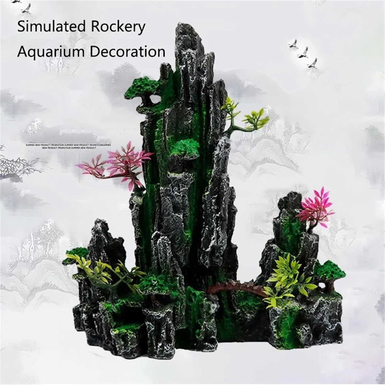 Simulated Aquarium Rockery Mountain Decoration Artificial View Rock Cave Stone Tree Fish Tank Ornament