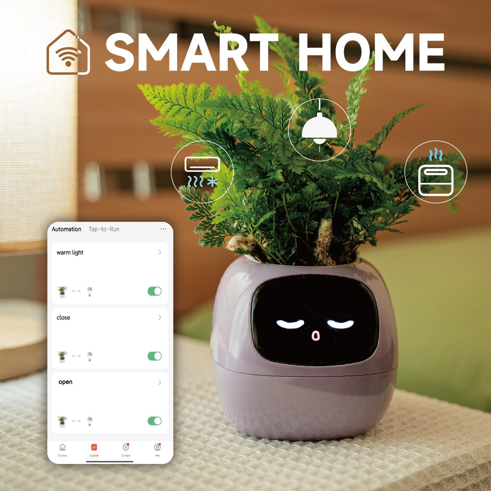 PLANTSIO Ivy - Intelligenter Pflanzentopf für Hausdekoration, Pflanzen, Begleiter, Schreibtisch-Setup, Geschenk für Zuhause, Pflanzentopf für Haustiere, Roboter-Pflegehinweise