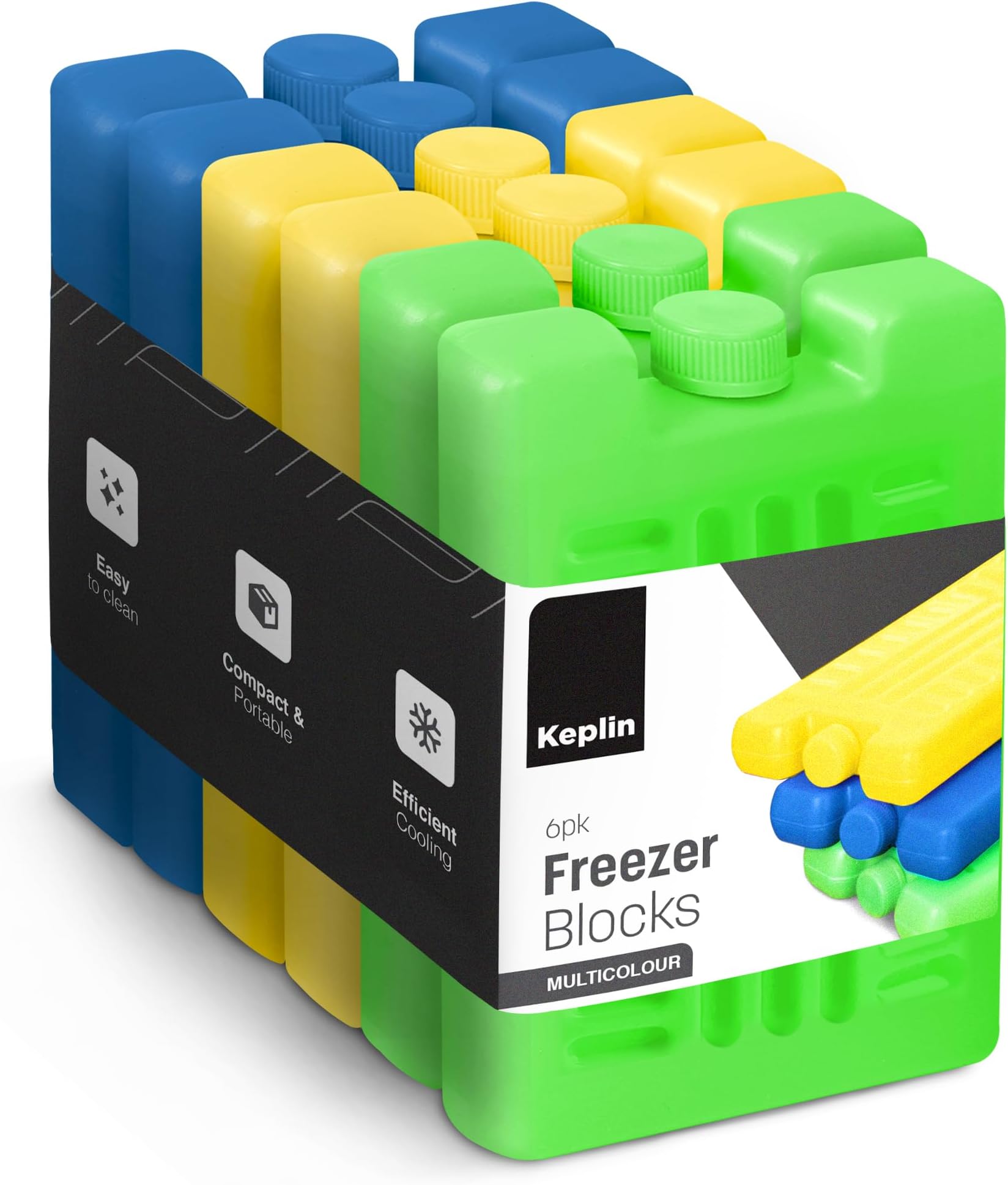 Freezer Blocks - Reusable Ice Pack Cooler for Lunch boxes, Travel, Picnic, and Outdoor Activities | Ice Boxes Maintains Cool Temperature for food and Drinks for hours | Multicolour (6 Pack)
