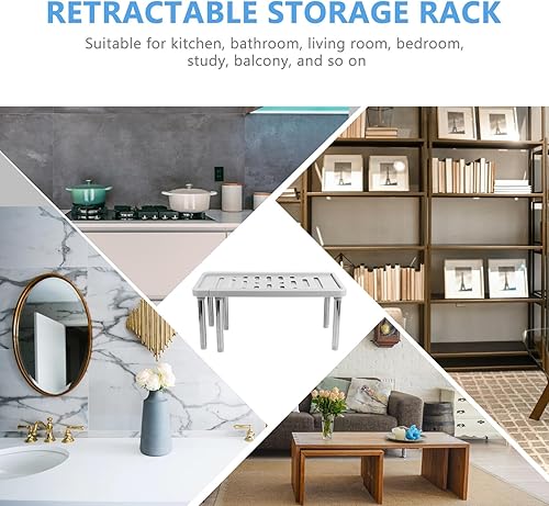 Vista 8 de Cabilock Organizador multifuncional de estante para cocina y baño, estante de almacenamiento retráctil para zapatos, utensilios y más versátil