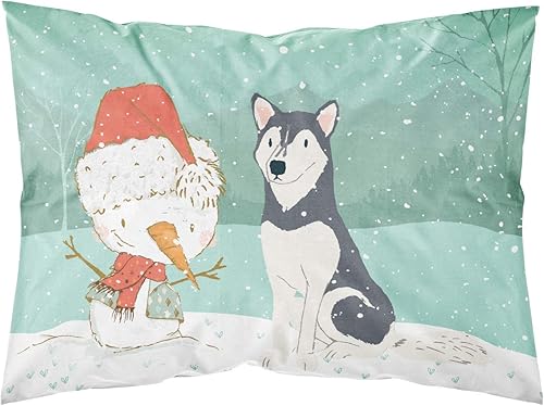 Caroline's Treasures CK2046PILLOWCASE - Funda de almohada de tela de Navidad con diseño de muñeco de nieve siberiano, súper suave, fácil de cuidar,