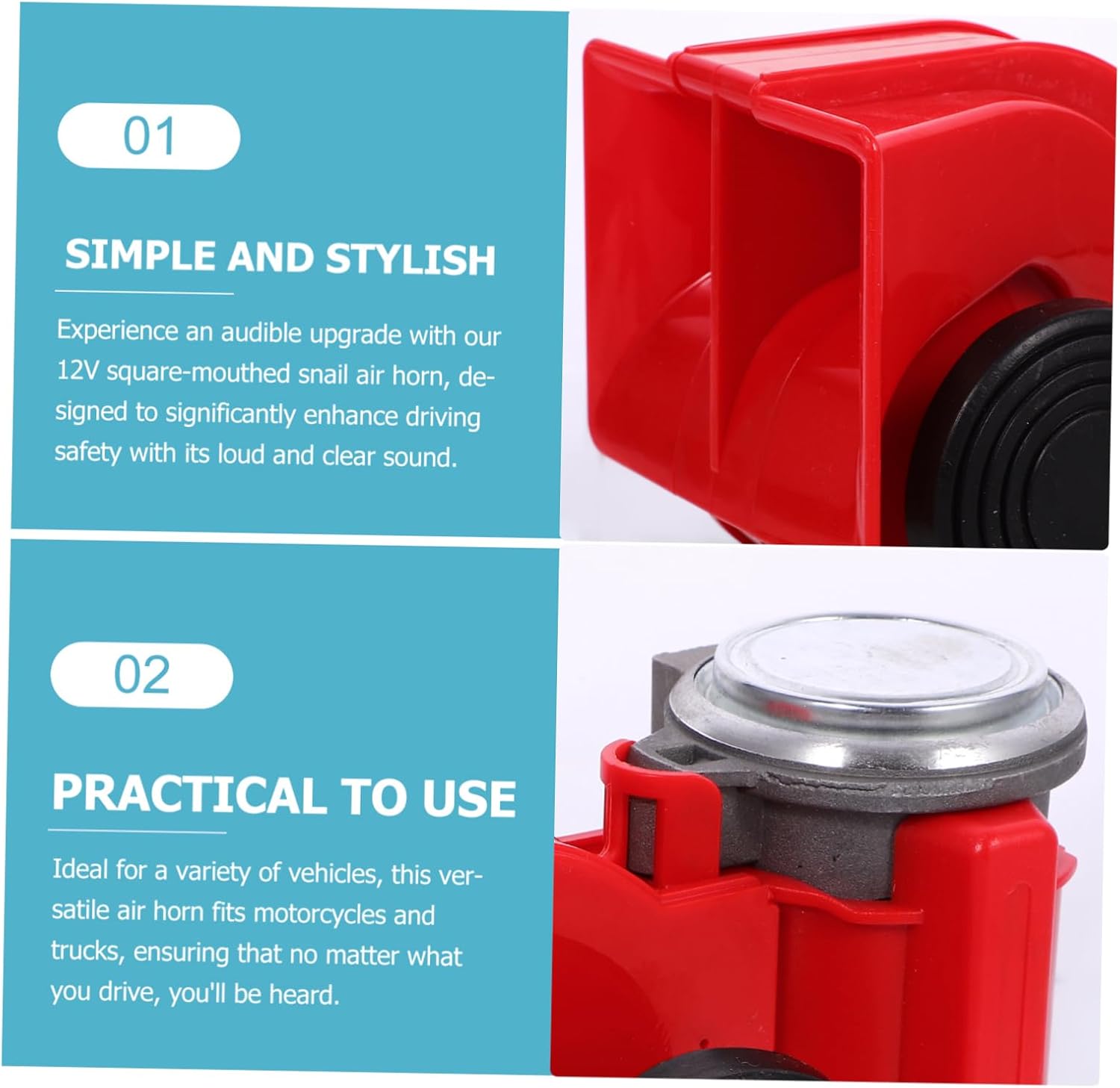 12v Electric Train Horn Replacement for Trucks and Cars, Red