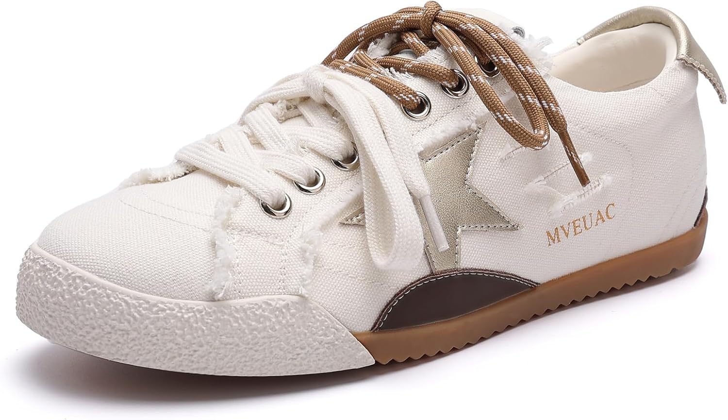 Women’s Fashion Star Sneakers, Lace-Up Low Top Cowhide Suede Casual Shoes, Breathab... - Image 2