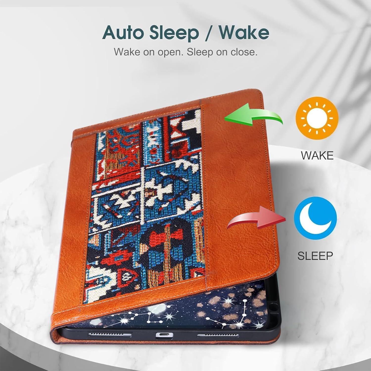 Case for iPad Pro 11 Inch,4th/3rd/2nd/1st Generation(2022/2021/2020/2018) Genuine Leather Cover with Pencil Holder,Cowhide Folio Cover,Auto Sleep/Wake,Bohemian Brown