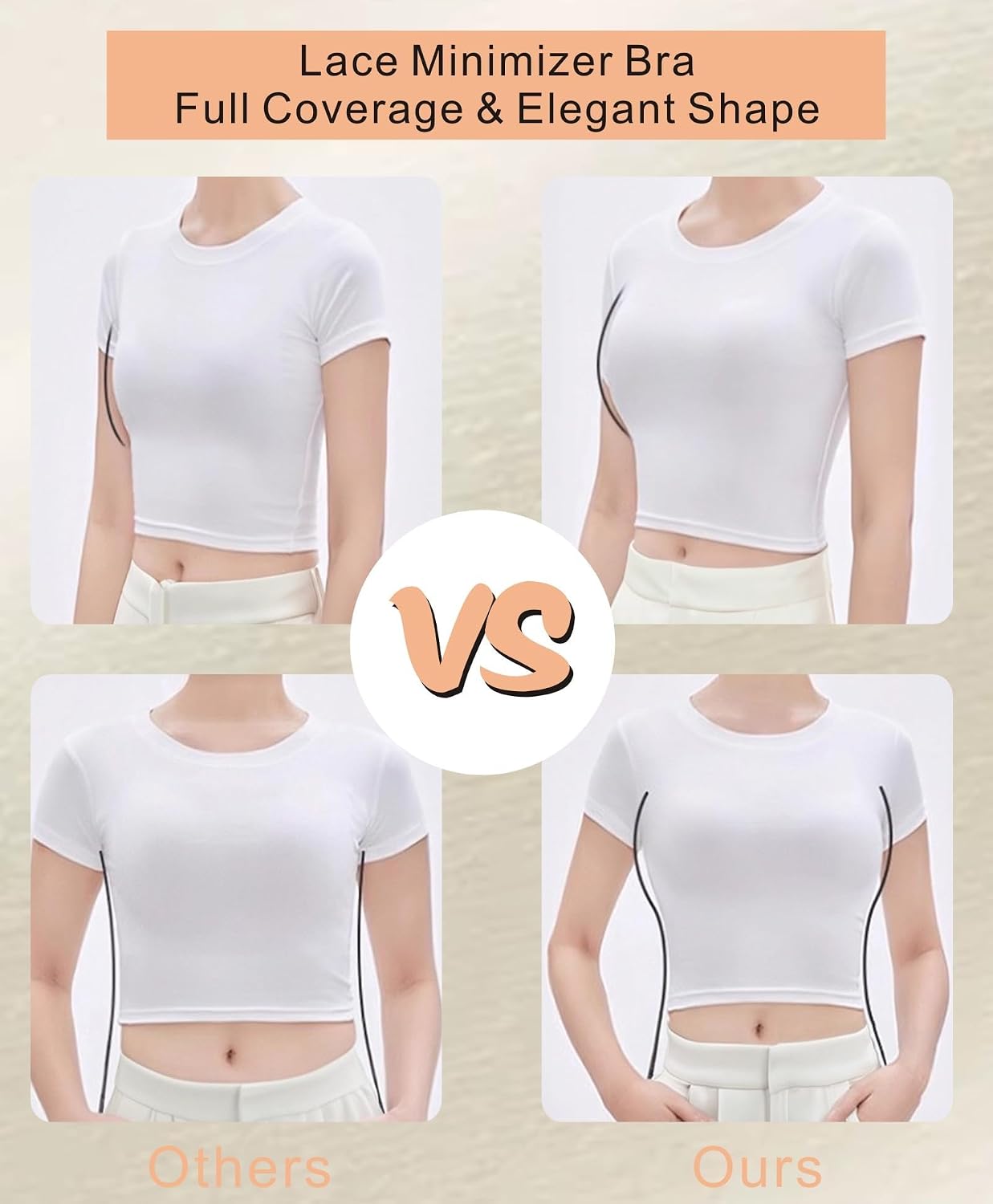 Minimizer Bras for Women Full Coverage Unlined Underwire Bra Lifting Support for Large Bust