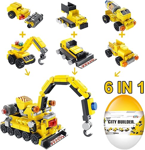 Miniatura 5 de VATOS Juguetes de construcción para niños  Paquete de 6 recuerdos de fiesta, huevos de ingeniería, juegos de bloques de construcción para niños y