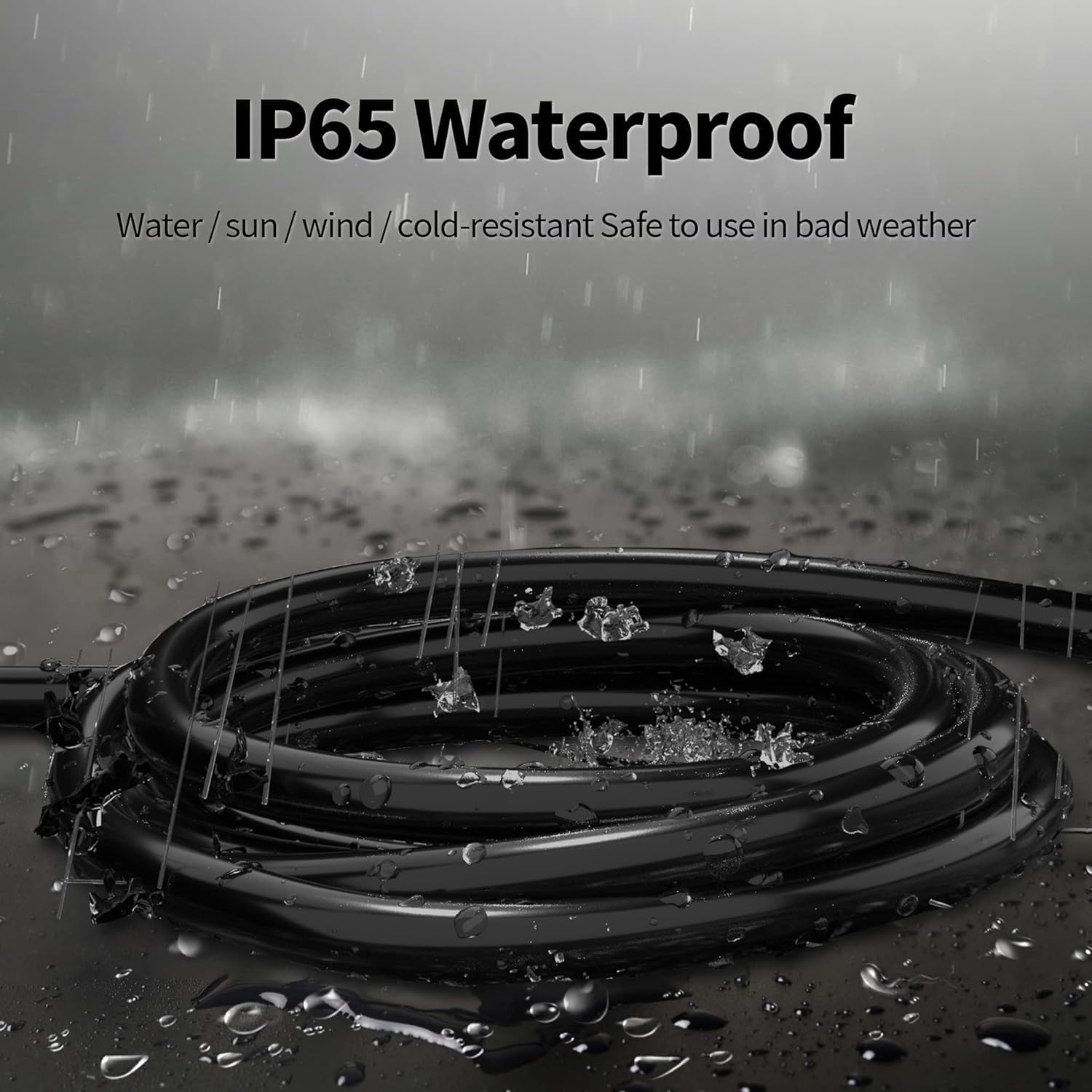 POWGRN 100 FT 16/3 Black Indoor Outdoor Extension Cord Waterproof, 3 Prong Flexblie SJTW Cold Weatherproof -50°C Appliance Extension Cord 10 AMP 1250W 16AWG Electric Cable, ETL Listed