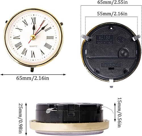 Miniatura 4 de Classic Clock Craft Quartz Movement 2-1/2 (65mm) Round Clocks Head Insert Roman Number