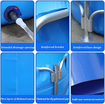 Ground Pool Round Canvas Fish Pond, Outdoor Aquarium Pool Pond with Stand Sturdy Construction Upgraded Large Water Tank Drain Valve Carp Breeding, Garden Irrigation