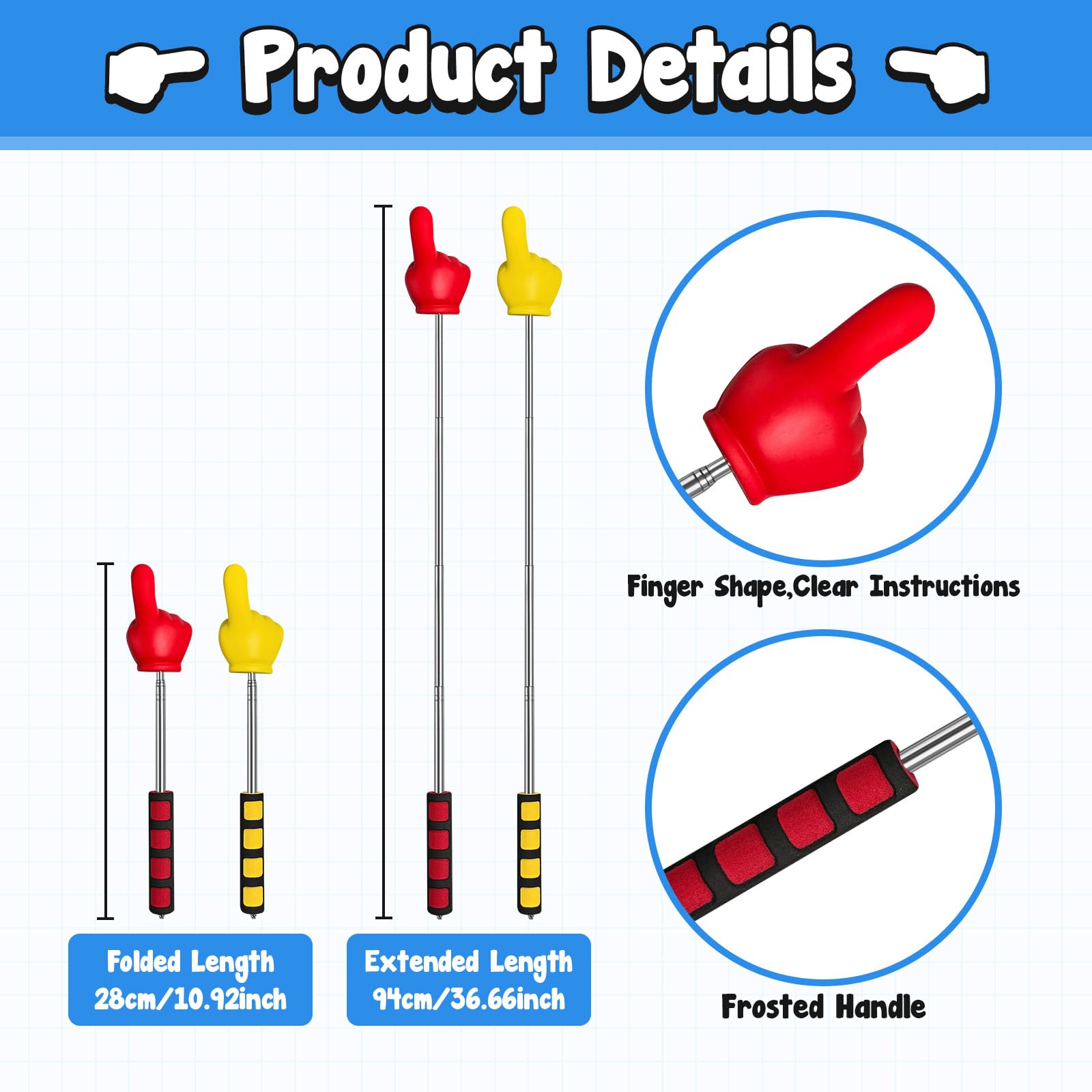 Telescopic Teachers Pointer Stick Extendable Finger Pointer Stick Pointing Stick for Classroom Supplies Presentation, Red