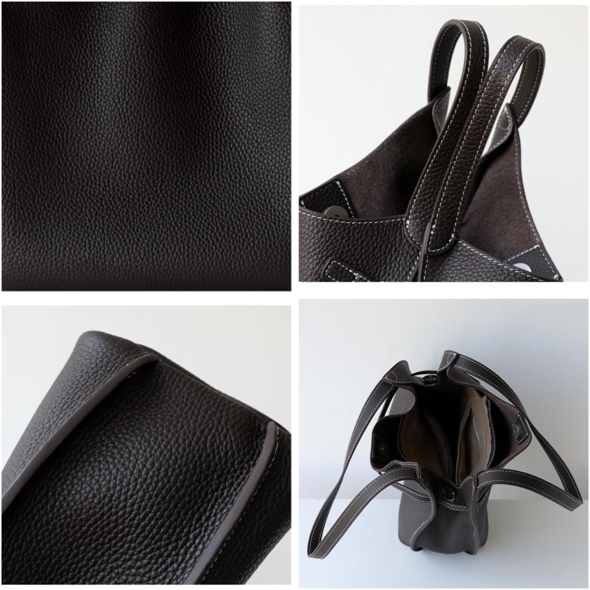 Leather Bucket Bag Handbag Shoulder Crossbody Bag HoboTotes Sling Lock Strap Satchel Large Capacity Versatile Luxury