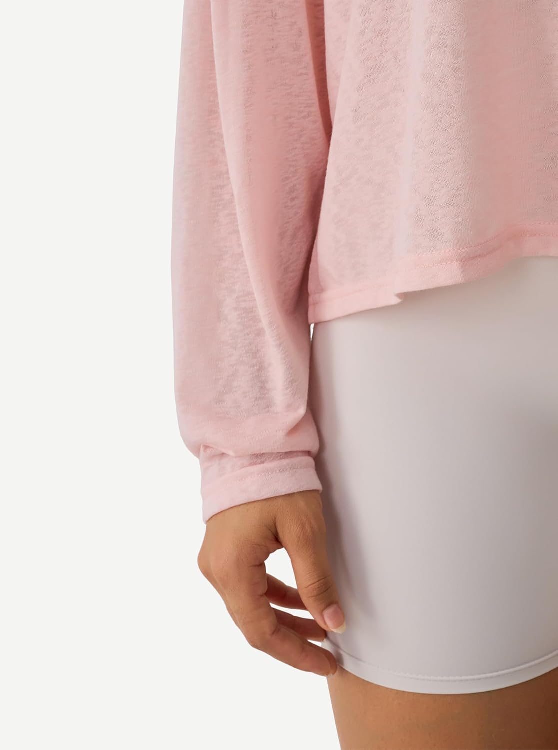 Hilinker Women's Sheer Off The Shoulder Tops Mesh Workout Sexy Long Sleeve T Shirt - Image 6