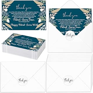 Eaasty 50 Pack Patient Access Week Thank You Cards with Envelopes Stickers Patient Access Squad Appreciation Greeting Cards for Team Hospital Reception Healthcare Staff Medical Office Gifts