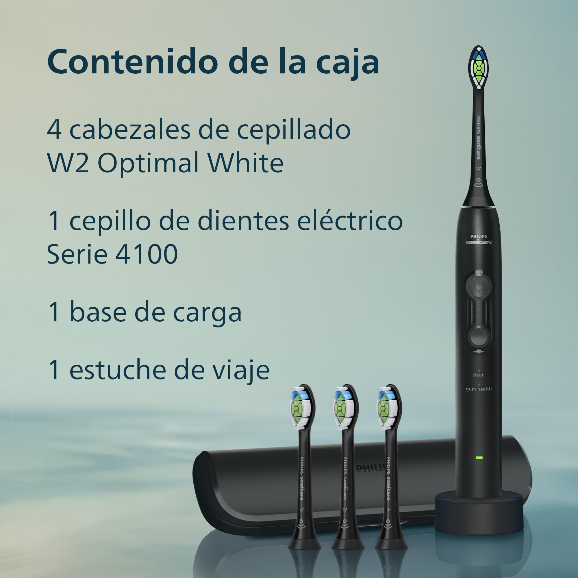 Philips Sonicare Serie 4100 - Cepillo dental sónico con sensor de presión, 4 ajustes de cepillado, función EasyStart, SmarTimer, autonomía de 21 días, estuche, negro, HX4046/52, [Nuevo]