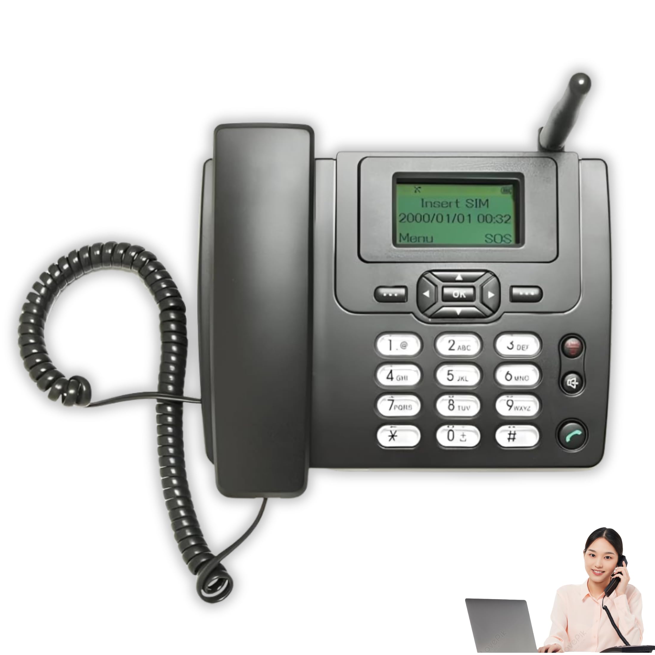 Drumstone (𝟓+𝟓 𝐘𝐄𝐀𝐑𝐒 Warranty) Limited Edition Landline Phone with SIM Card Support | GSM Wireless Desk Phone | Caller ID | Noise-Free Communication | Rotatable Antenna | Backlit LCD Screen-image-29