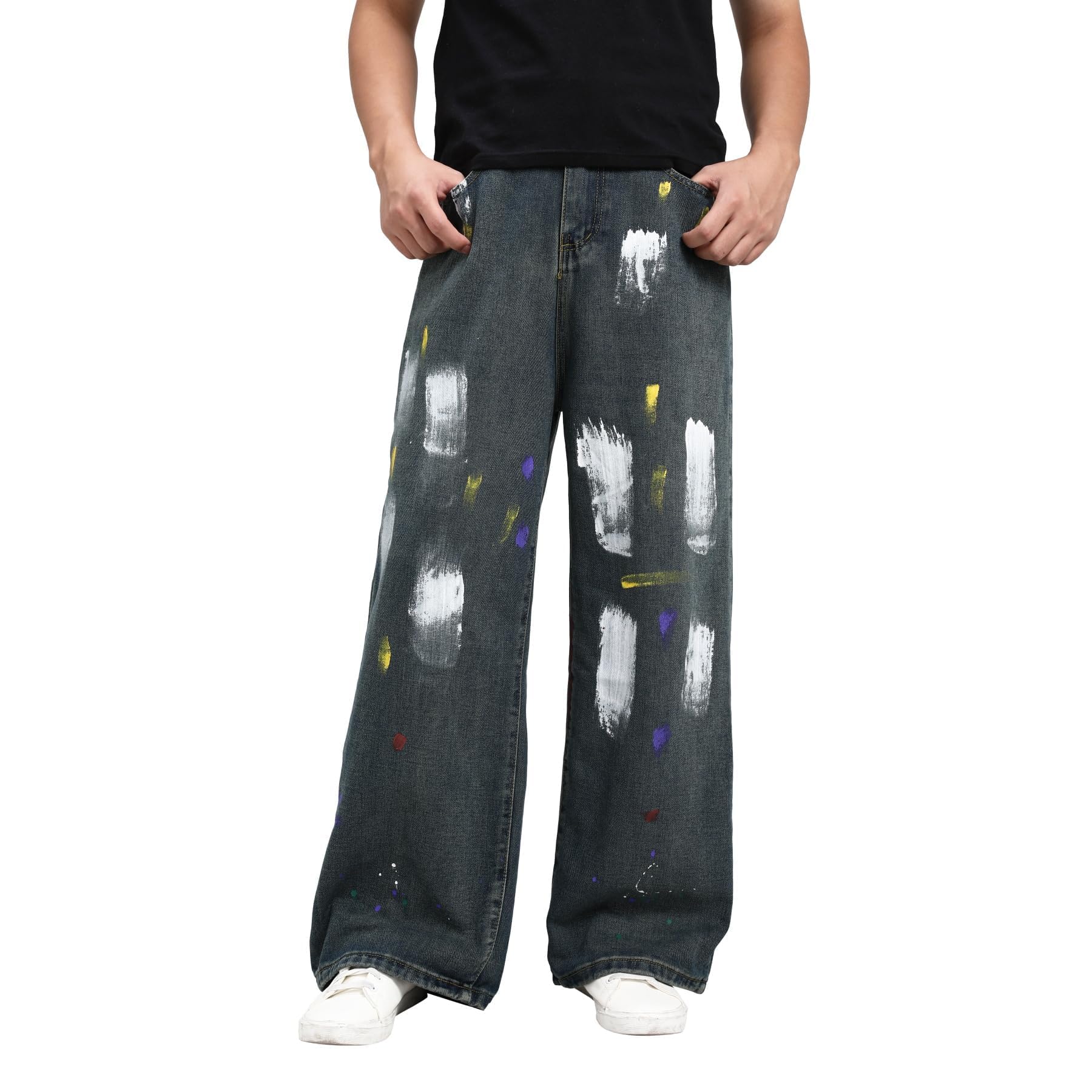 Jeans da uomo Hip Hop Baggy Graffiti Straight Fit Y2K Streetwear