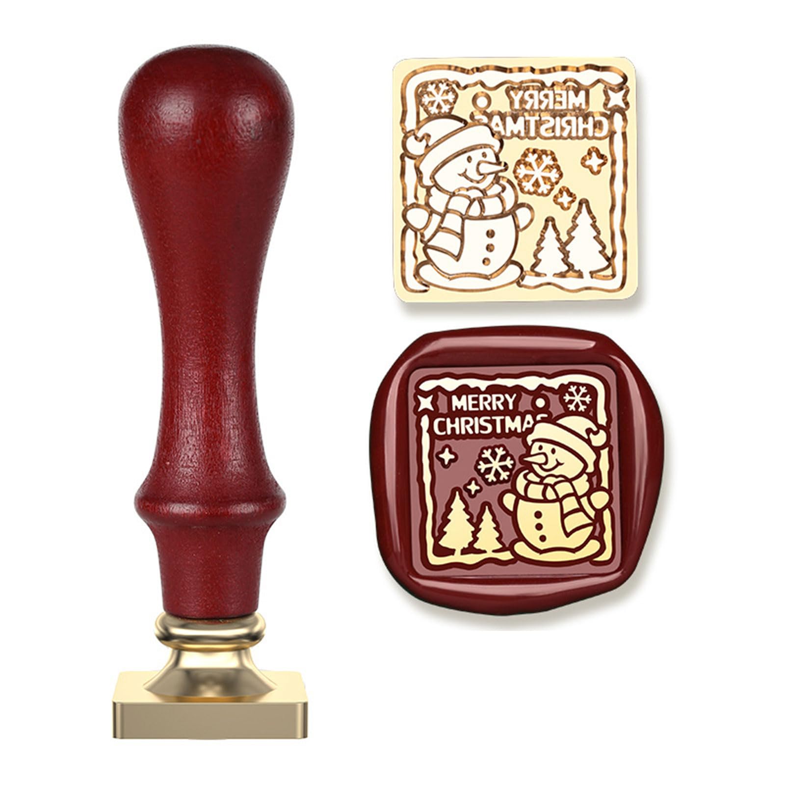 Elnwnnkc Christmas Sealing Stamp Head with Handle for Wedding Invitations Envelope Scrapbooking, Embossed Sealing Stamp Christmas Seal Set