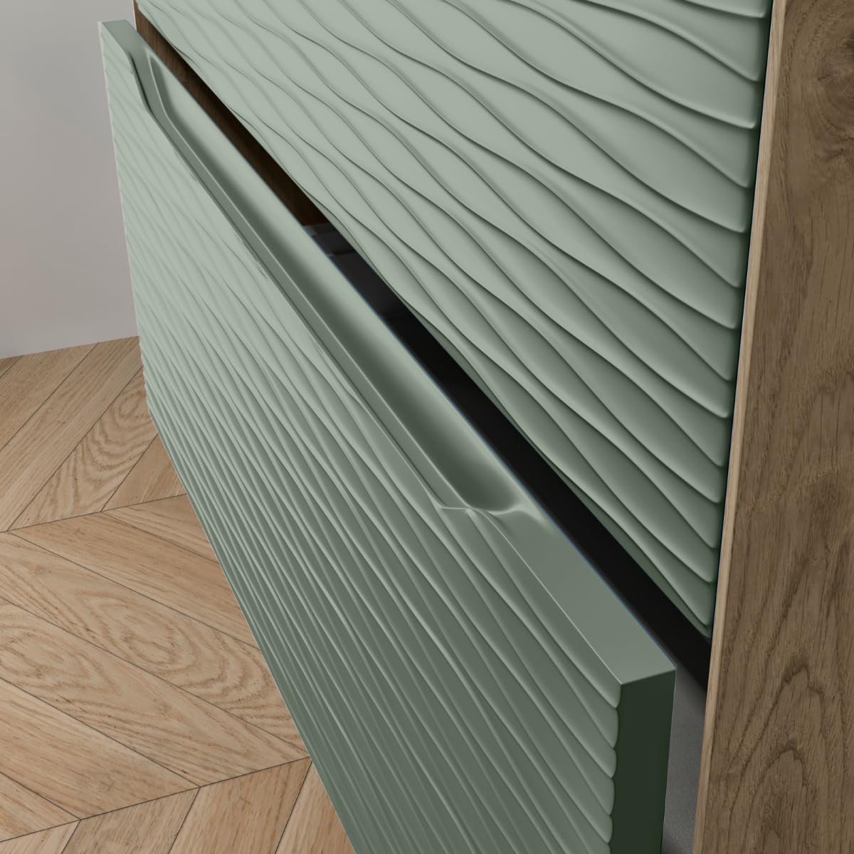 Mueble de Baño Suspendido con Tapa y Lavabo de Sobreponer Sahara | Mueble Baño Volado de 2 cajones con Uñero Cierre Amortiguado Organizador y Lavabo sobre Encimera | Roble Natural - Leaf 80cm