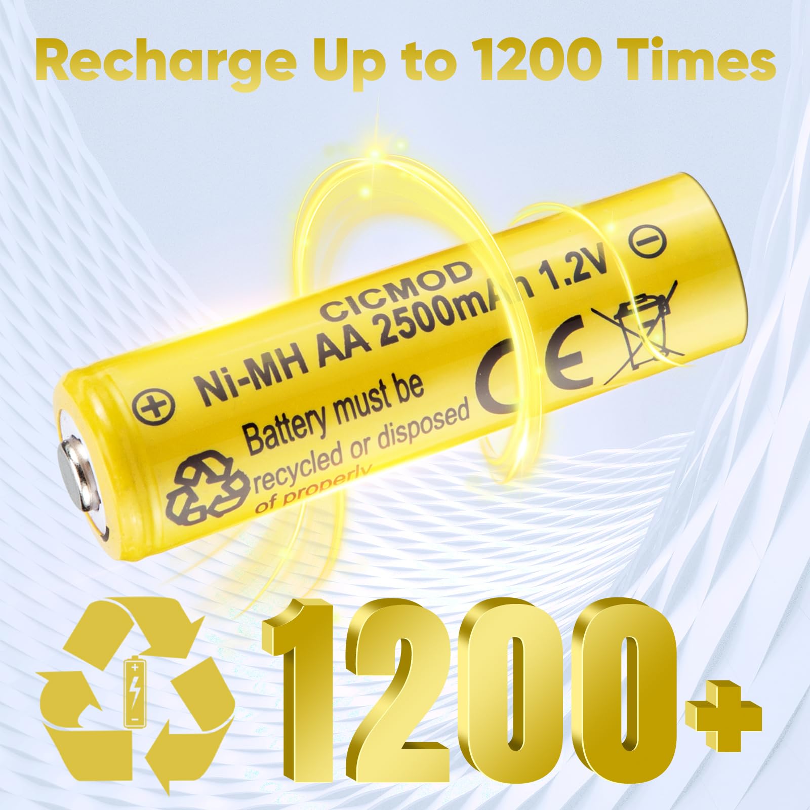 CICMOD 4 Pile Ricaricabili AA Ni-MH 2500mAh 1.2V – Alta Capacità Per Luci Solari, Telecomandi E Giocattoli - 3