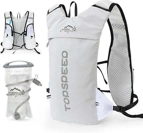 Miniatura 23 de INOXTO Chaleco de Hidratación para Correr Mochila, Paquete Ligero Aislado con Bolsa de Vejiga de Agua de 1.5L Mochila de Día para Senderismo,