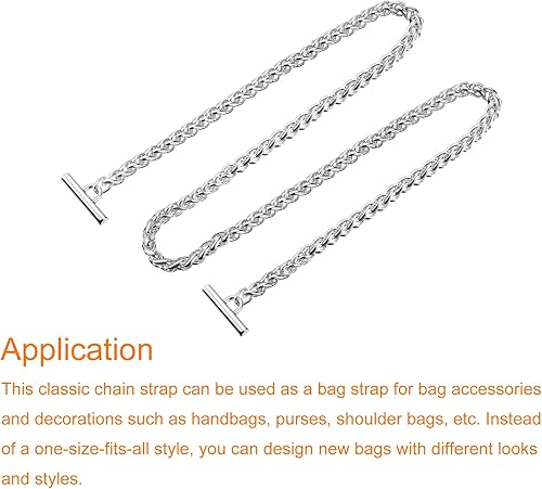Miniatura 3 de uxcell Correa de cadena plana de hierro, cadenas de bolso de 43 pulgadas, accesorios para monedero, correas de cadena con cierres de palanca para