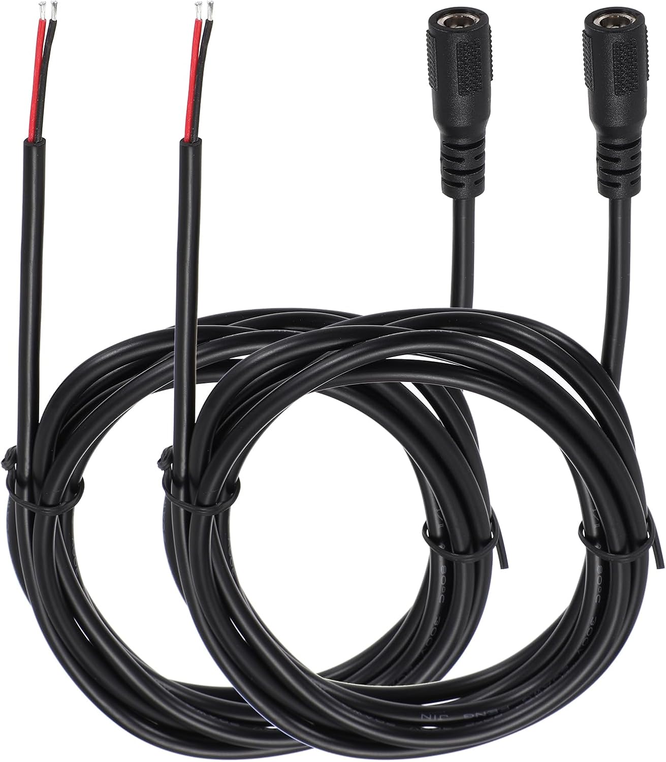 MECCANIXITY 2pcs DC Power Pigtails Cable, 5.5mm x 2.1mm Female Barrel Plug Connectors to Bare Wire Open End 200cm for PC Laptop Toys Cellphone Electronic Devices