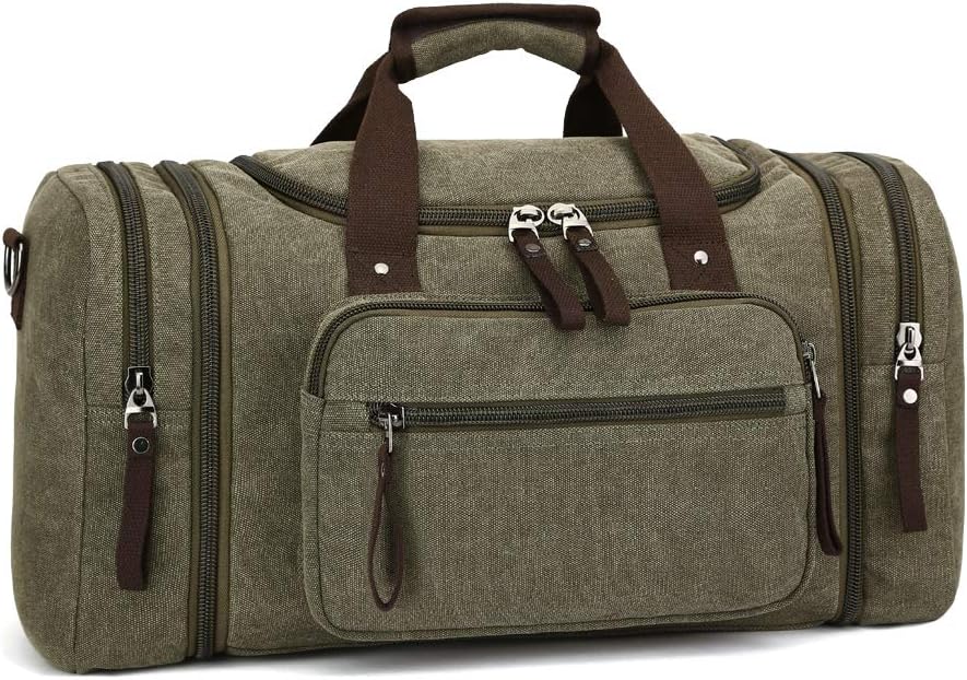 LOSMILELarge Travel Duffles, Duffel Bag, Holdall Traveling Bags Weekend Bag Overnight Bag Carry On Luggage, Green, XL