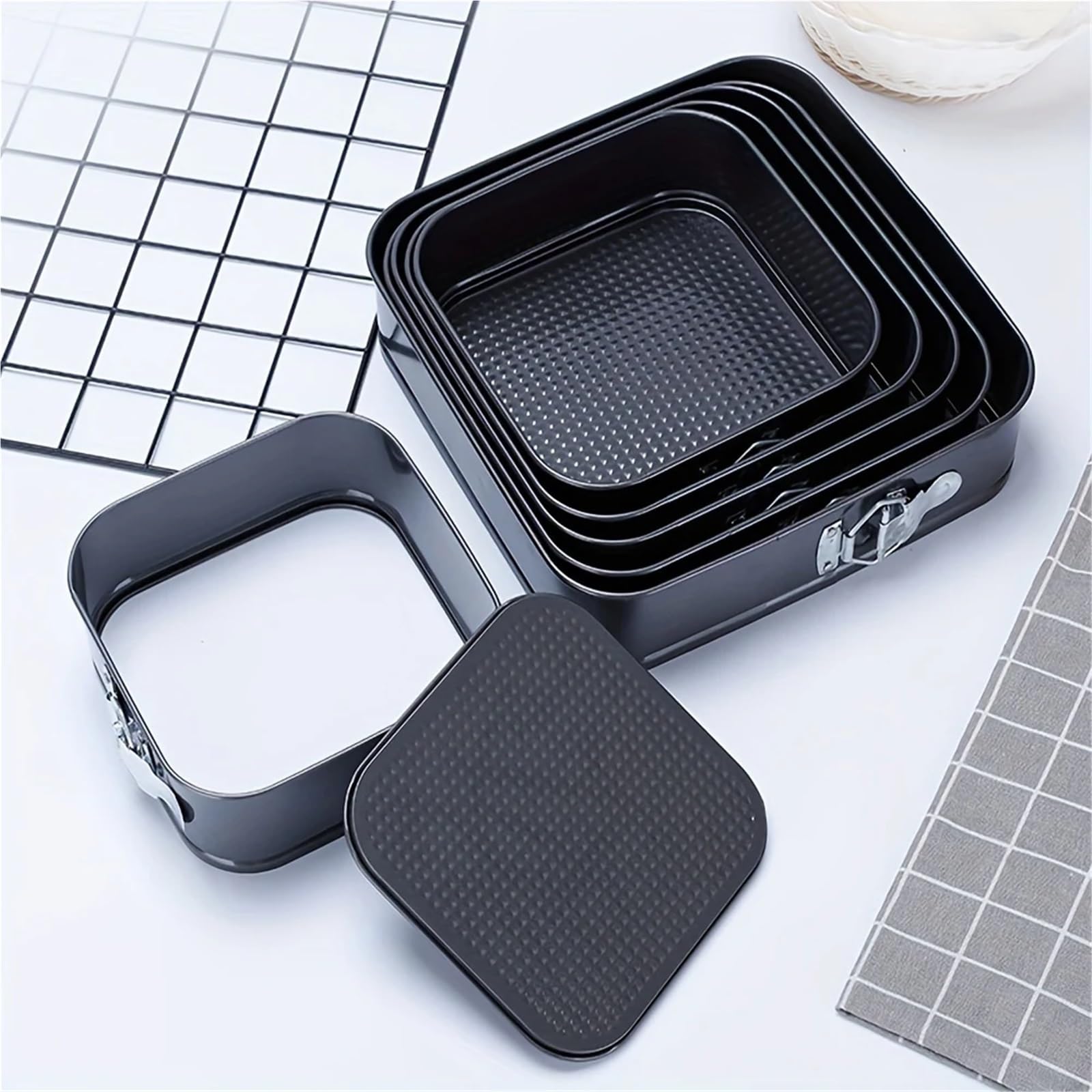 Backbleche Antihaft-Backform aus Metall, quadratische Kuchenform, Backgeschirr, abnehmbarer Boden, Kohlenstoffstahl, Kuchenformen, Küchenzubehör Für Backofen(9.5in)
