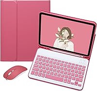 Vista 9 de Teclado de color para iPad 6ª 5ª generación Air 2 iPad Pro 9.7 Funda de teclado con mouse Linda funda de teclado inalámbrico desmontable extraíble