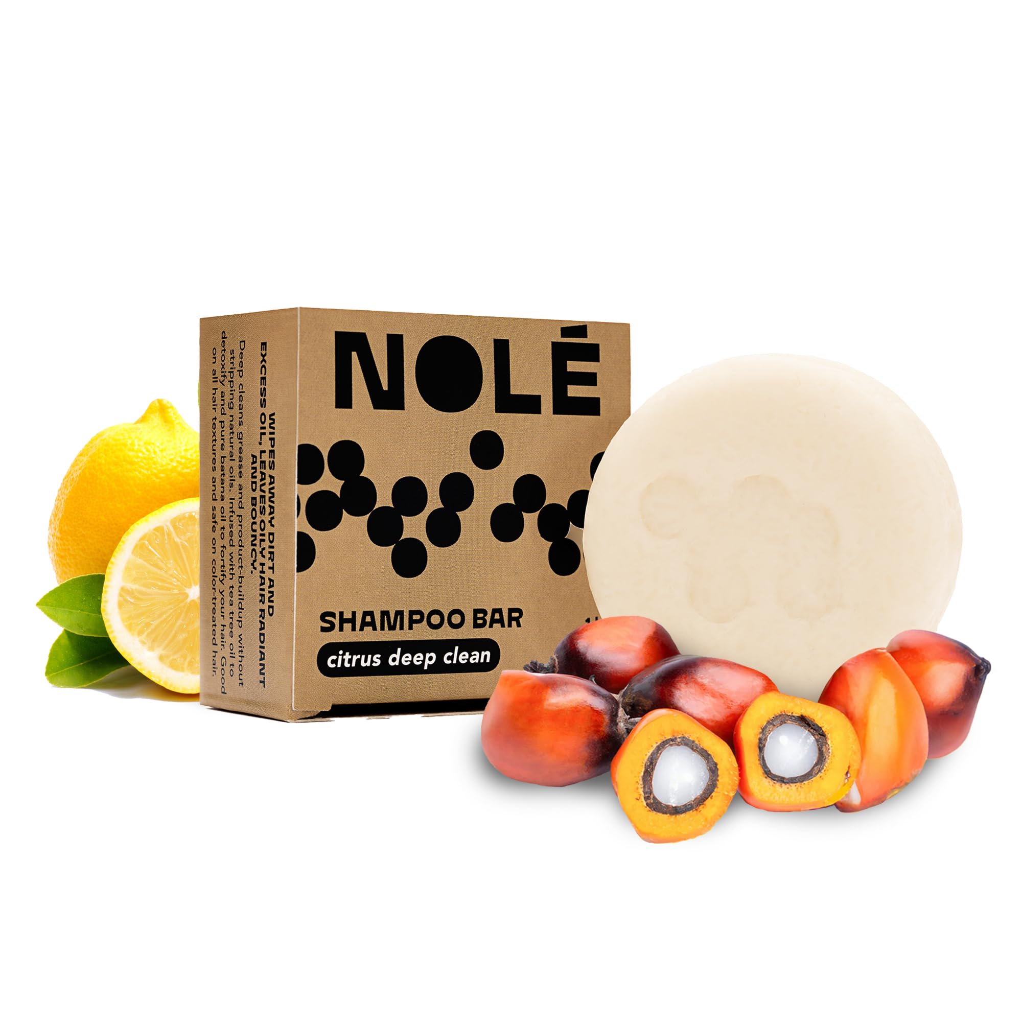 NOLE CARE Sustainable Bar Shampoo with Citrus & Batana Oil, for Oily Hair (3 oz) - PH Balanced, Rice Protein Based, Clarifying Shampoo, Sulfate-Free,