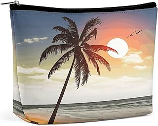 Palm Tree on Beach Toiletry Bag Portable Larg...