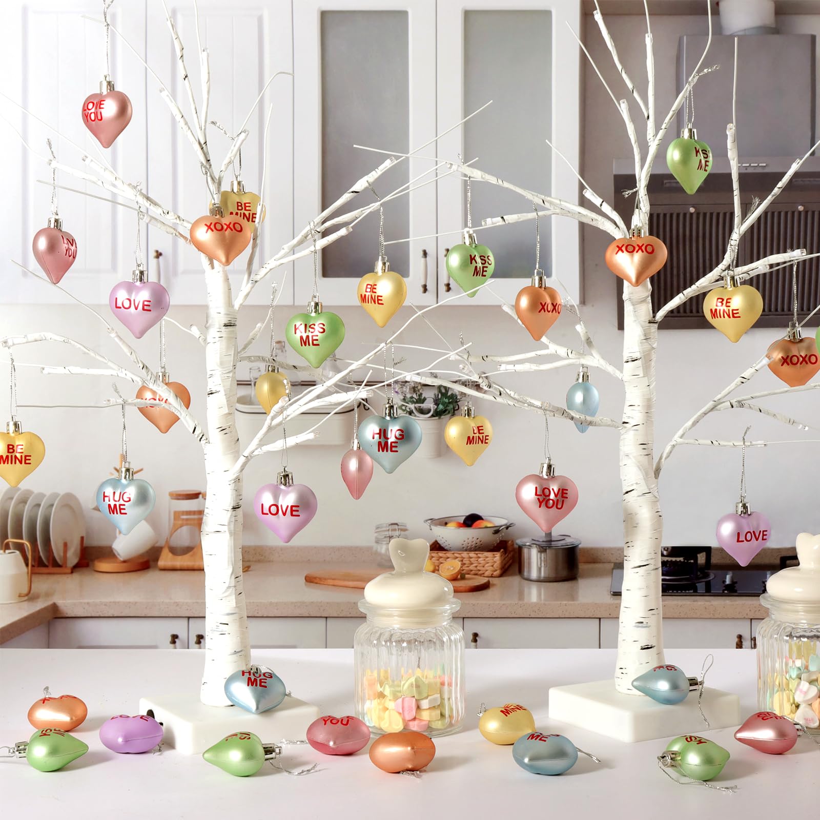 DR.DUDU 2 Luci Per Albero Di Betulla Di San Valentino – Rami Artificiali Con Cuori LED, Bonsai Da Tavolo Illuminato, 61 Cm