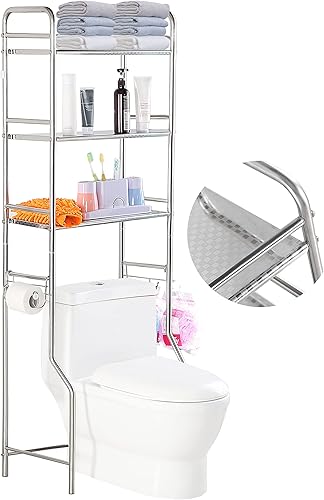 Miniatura 8 de susunnus Almacenamiento sobre el inodoro de 3 niveles S, estantes de baño sobre el inodoro, ahorro de espacio independiente con soporte de papel