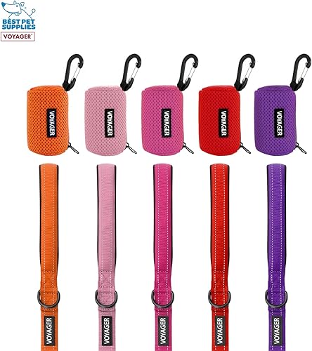 Miniatura 5 de Best Pet Supplies Paquete de 2 soportes para bolsas de excrementos de perro, con clip de correa, bolsa dispensadora de malla reutilizable para
