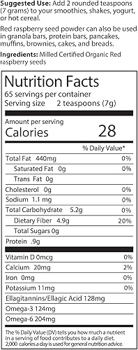 Miniatura 2 de Semilla de frambuesa roja Meeker orgánica certificada  1 libra (16.01oz)  Suplemento de ácido elágico y ellagitaninas  Fresado de semillas