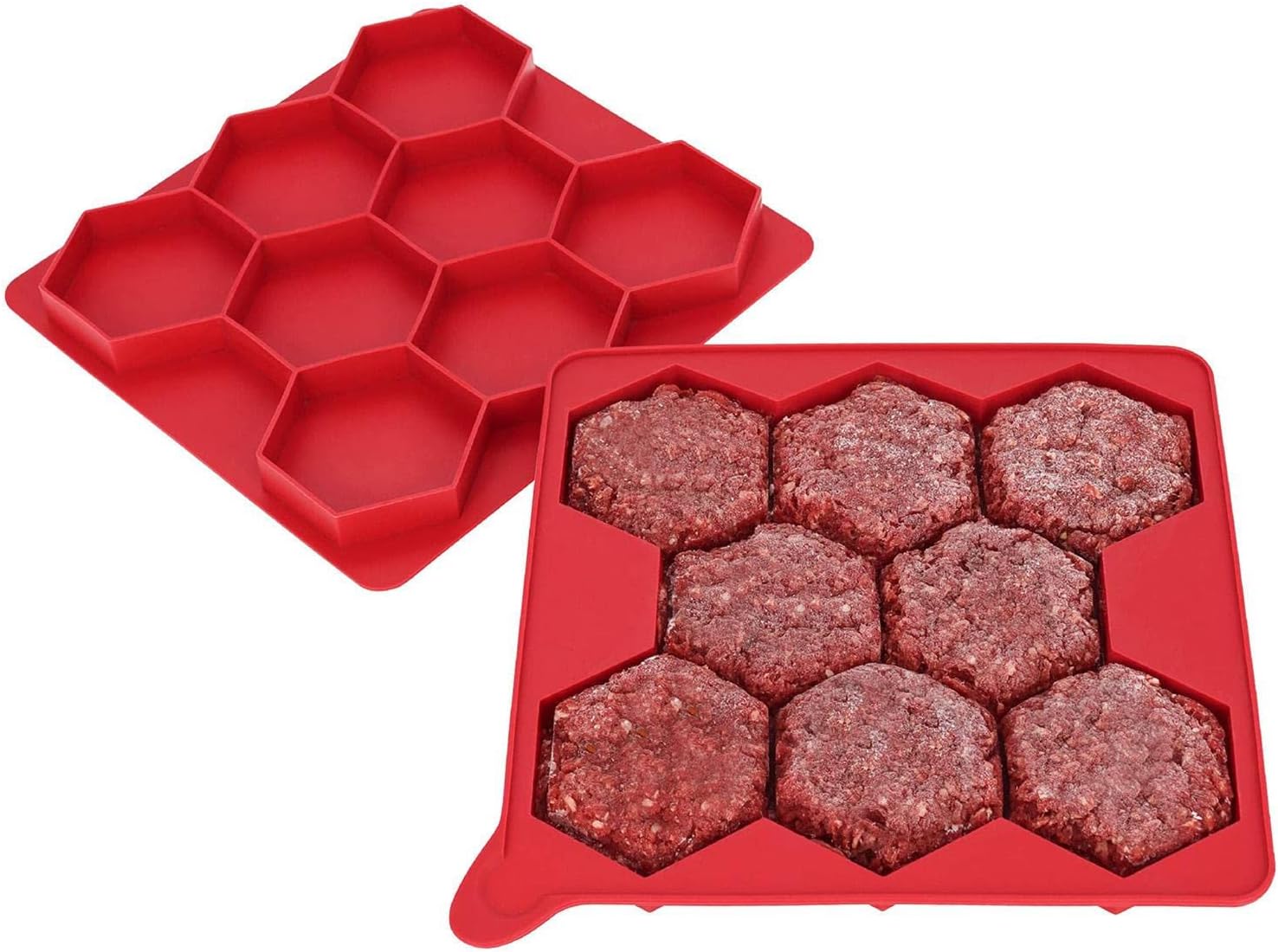 Jildouf Silicone Burger Press NonStick Hamburger Patty Maker, 8in1