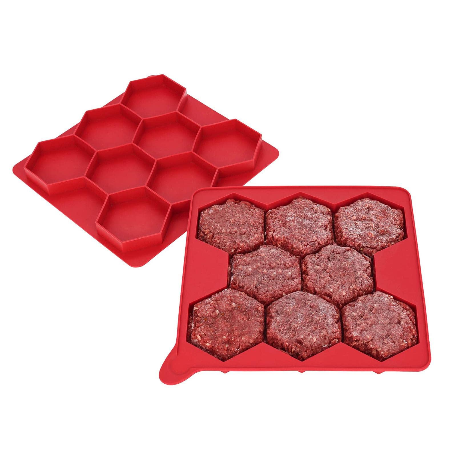backlight Burgerform - 8-in-1-Antihaft-Hamburger-Schiebeform, sechseckige Patty Maker-Presse | Gefüllte Burger Formen und einfrieren, um Patties zum Einfrieren, Grillen und Kochen herzustellen