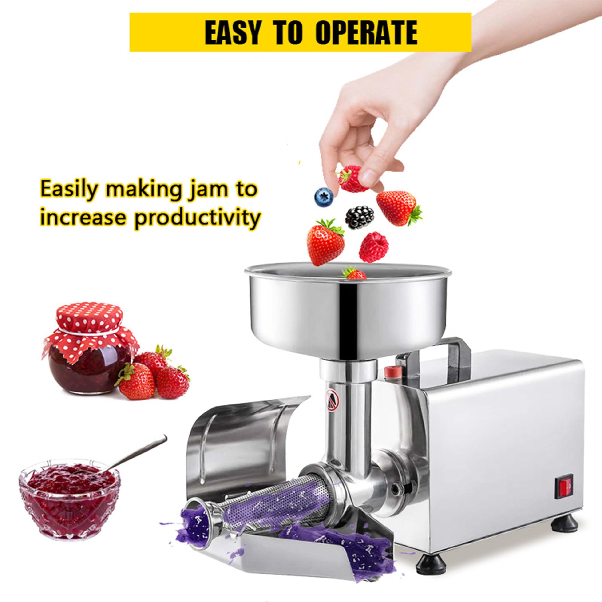 370 W Electric Tomato Punti di Pomodoro Meccanico di cibi Commerciale Pressa marmellata e Salse Squeezer Maker in Acciaio Inossidabile Squeezer per Il Mulino da Cibo per Conserve