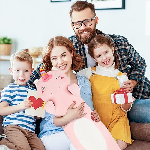 Miniatura 8 de Almohada corporal de peluche de unicornio de 36 pulgadas de largo, lindos animales de peluche de unicornio rosa, almohada blanda para abrazar,