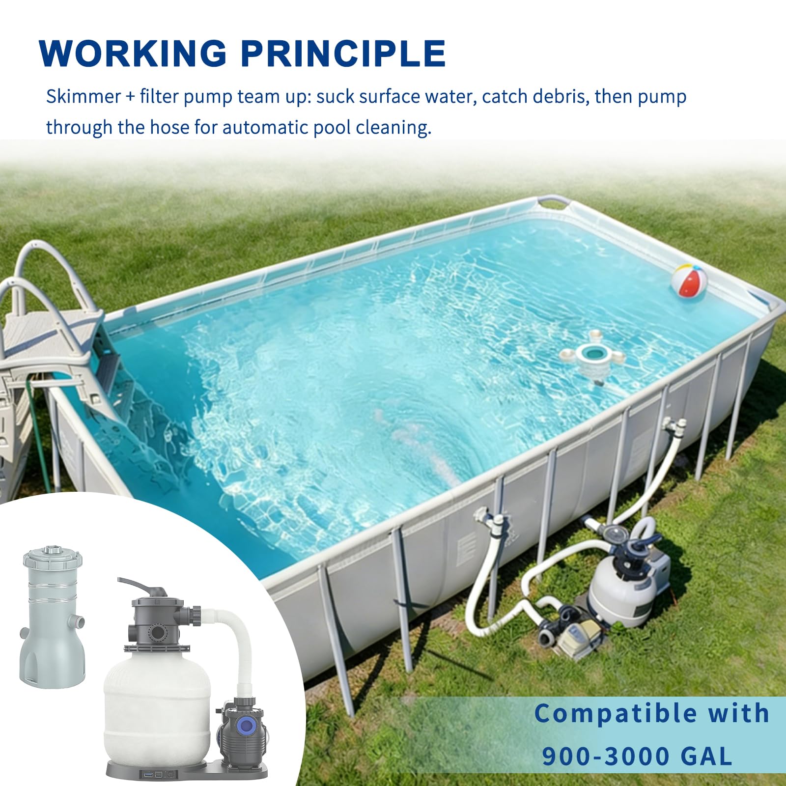 Skimmer per Piscina Fuori Terra, Nessuna Installazione Richiesta, Nessuna Staffa Regolabile Richiesta, Viene Fornito con 10 Calzini filtranti, Perfetto per Le Donne, Skimmer per Piscina a