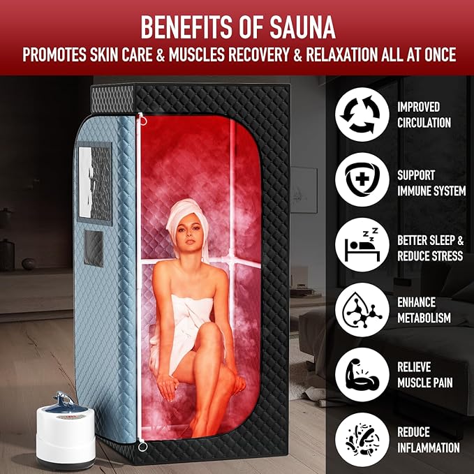 Sauna de Vapor Infrarroja Portátil XXL con Terapia de Luz Roja 660nm miniatura 6
