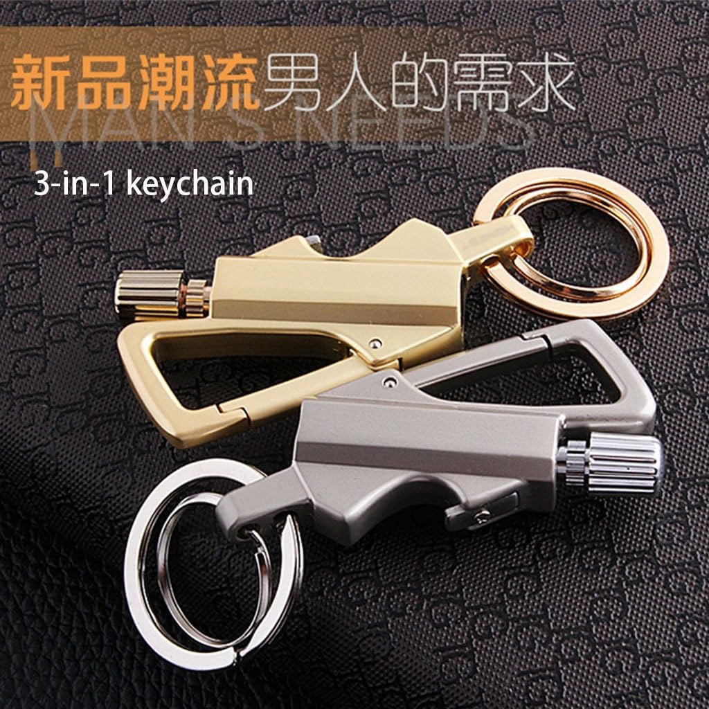 2-Pack of Waterproof Match Lighters That Never Go Out, Multi-Functional Keychain Bottle Opener, Reusable, Camping Essentials with Unlimited Matches(3pc)