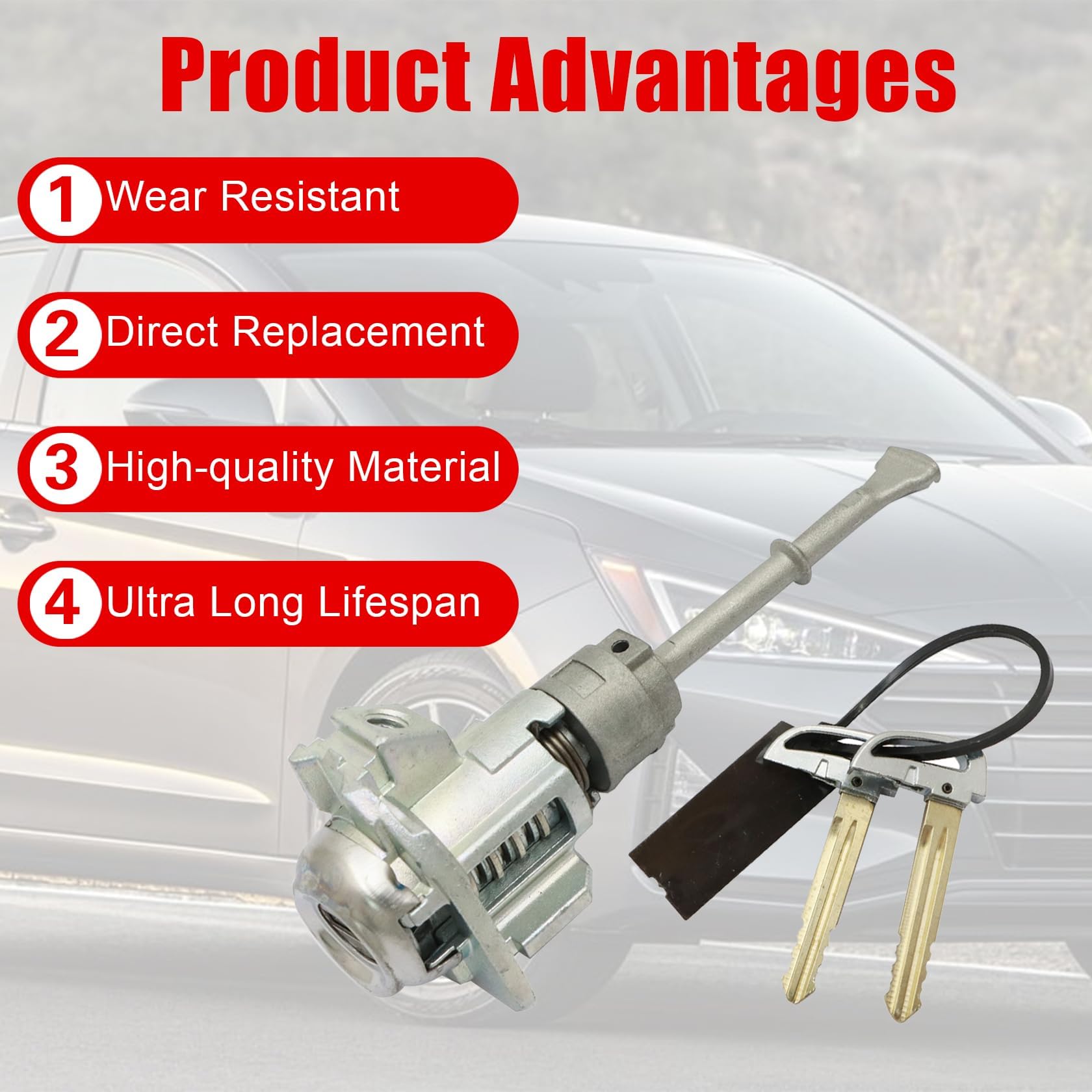 Door Lock Cylinder For Hyundai Tucson IX35 2005-2017 - Zinc Alloy Replacement For Driver Side, Includes Key