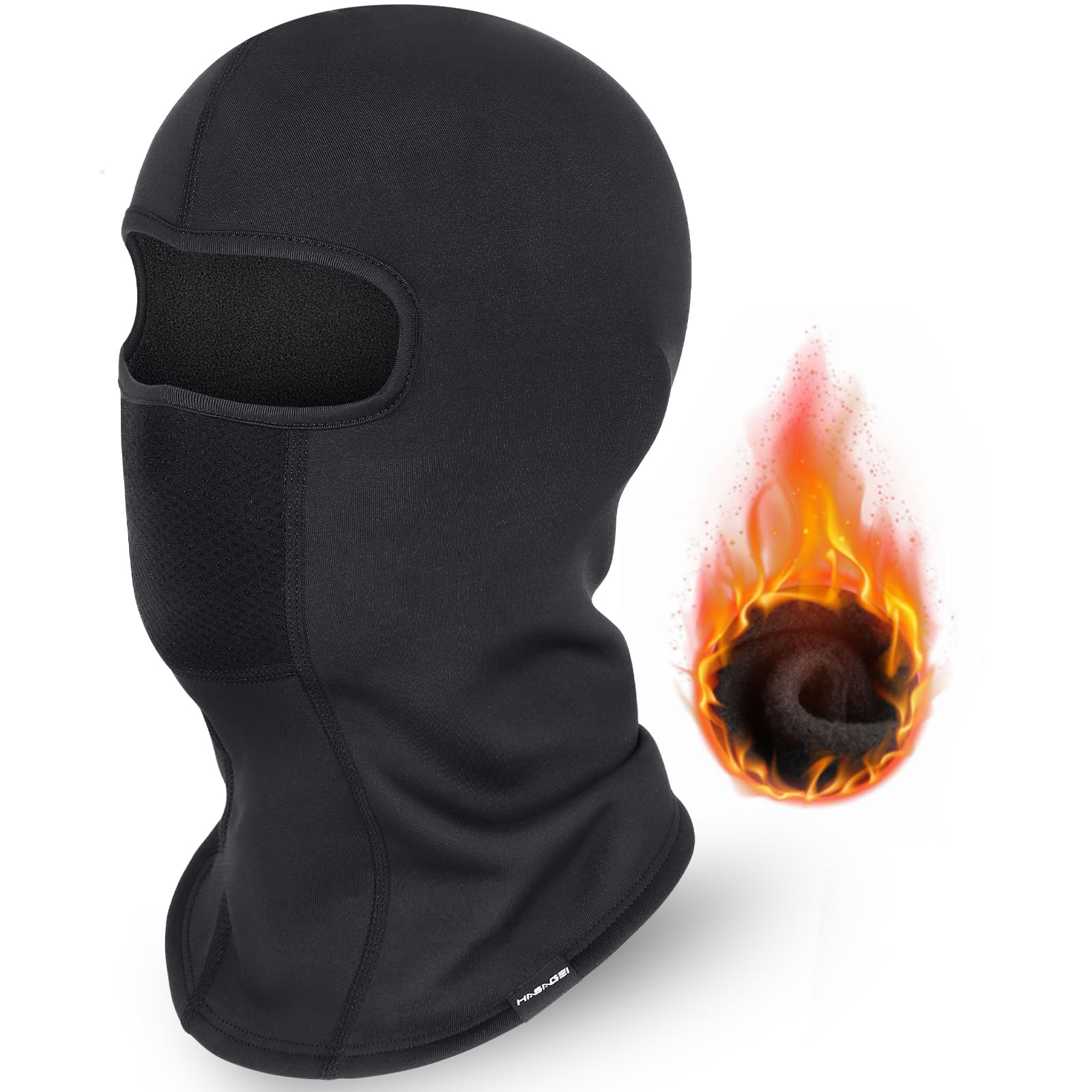 HASAGEI - Passamontagna traspirante per il viso, maschera da sci invernale, adatto per andare in moto, unisex, Nero , taglia unica